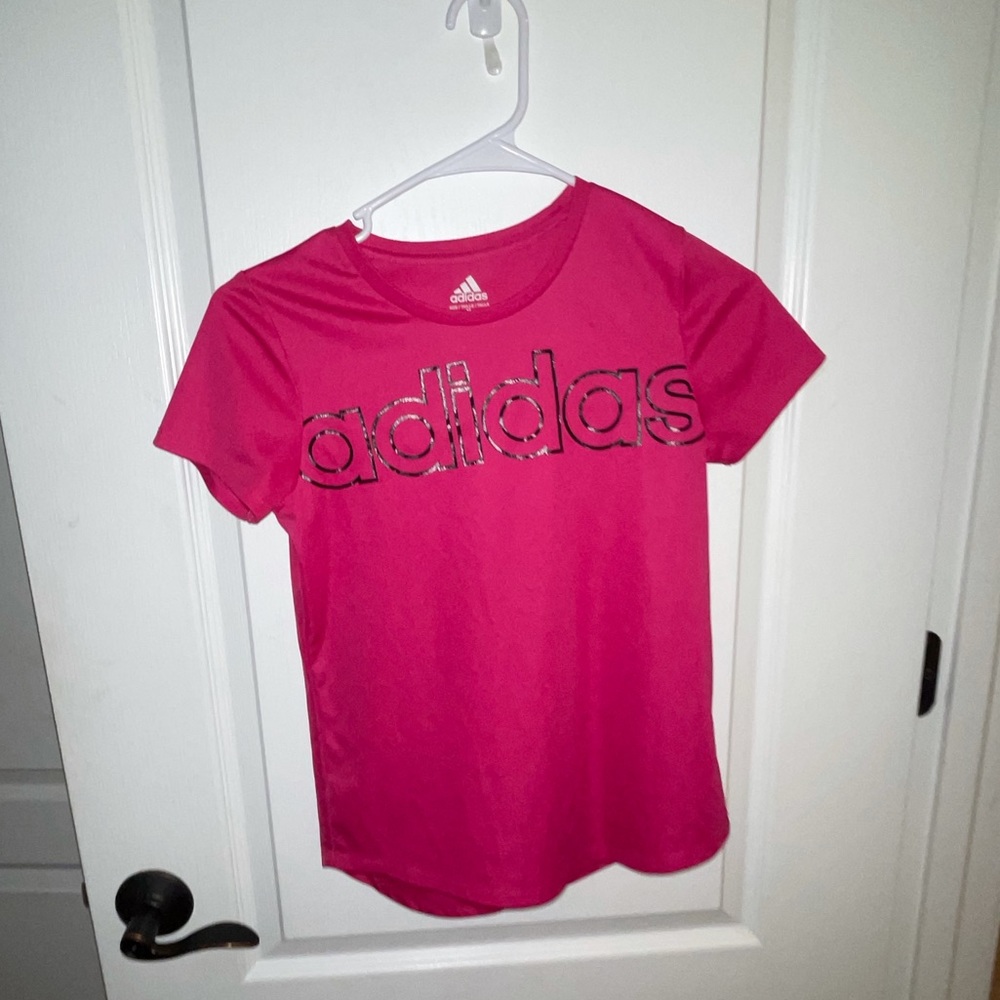girls adidas hot pink athletic shirt